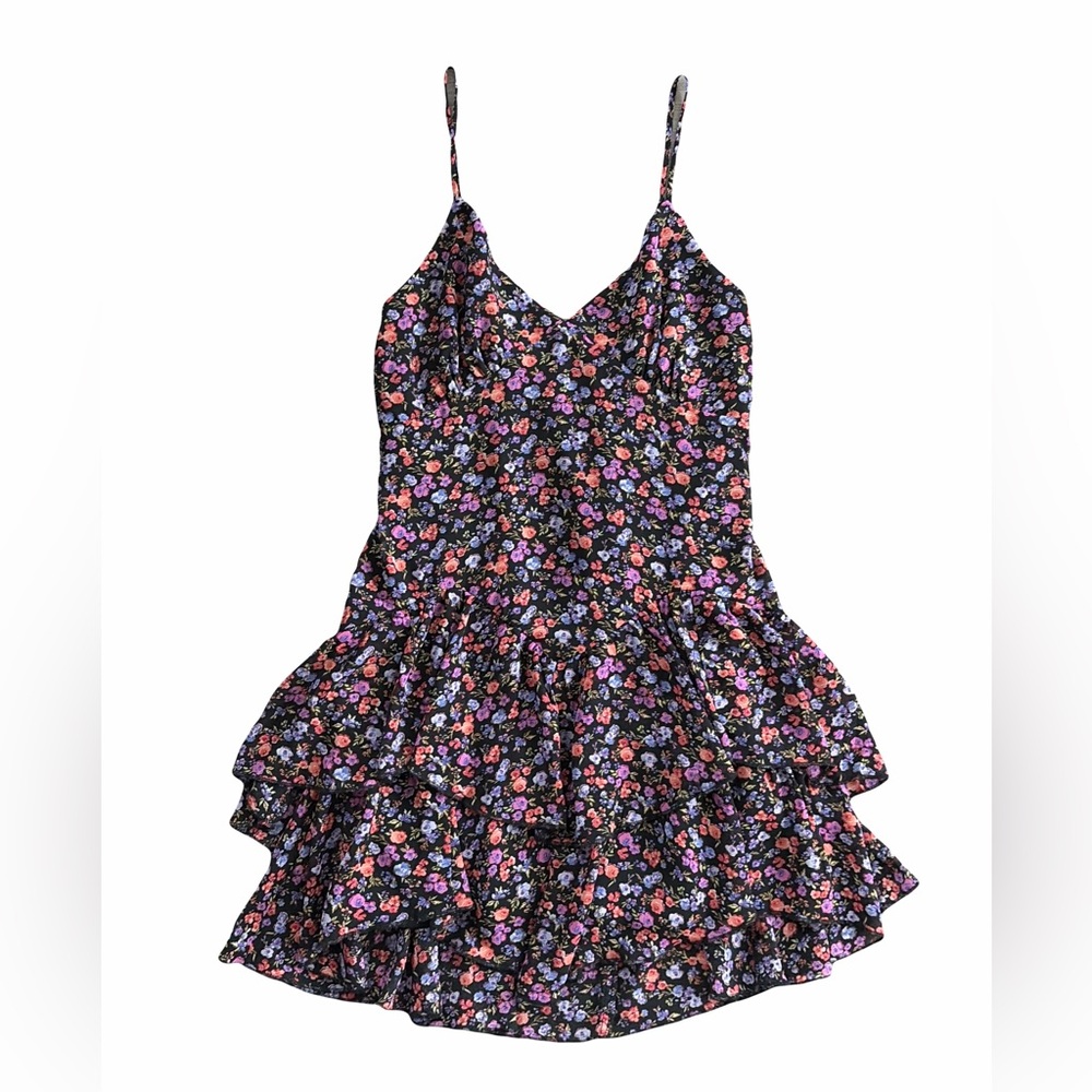 Floral Mini Dress - Black Multicolor